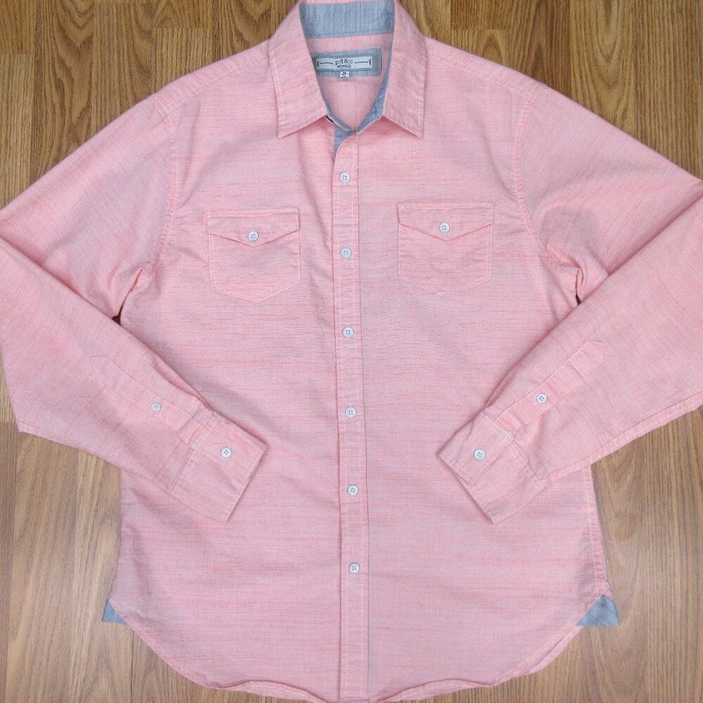 PD&C SLIM FIT WORKSHIRT COTTON/SPANDEX PINK Sz MEDIUM, M
